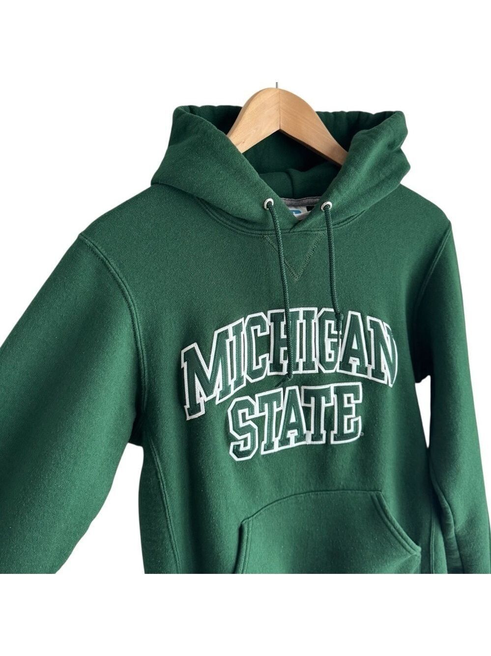 Russell Michigan State Hoodie Sz S Forest Green Hooded Sweatshirt Pullover GUC